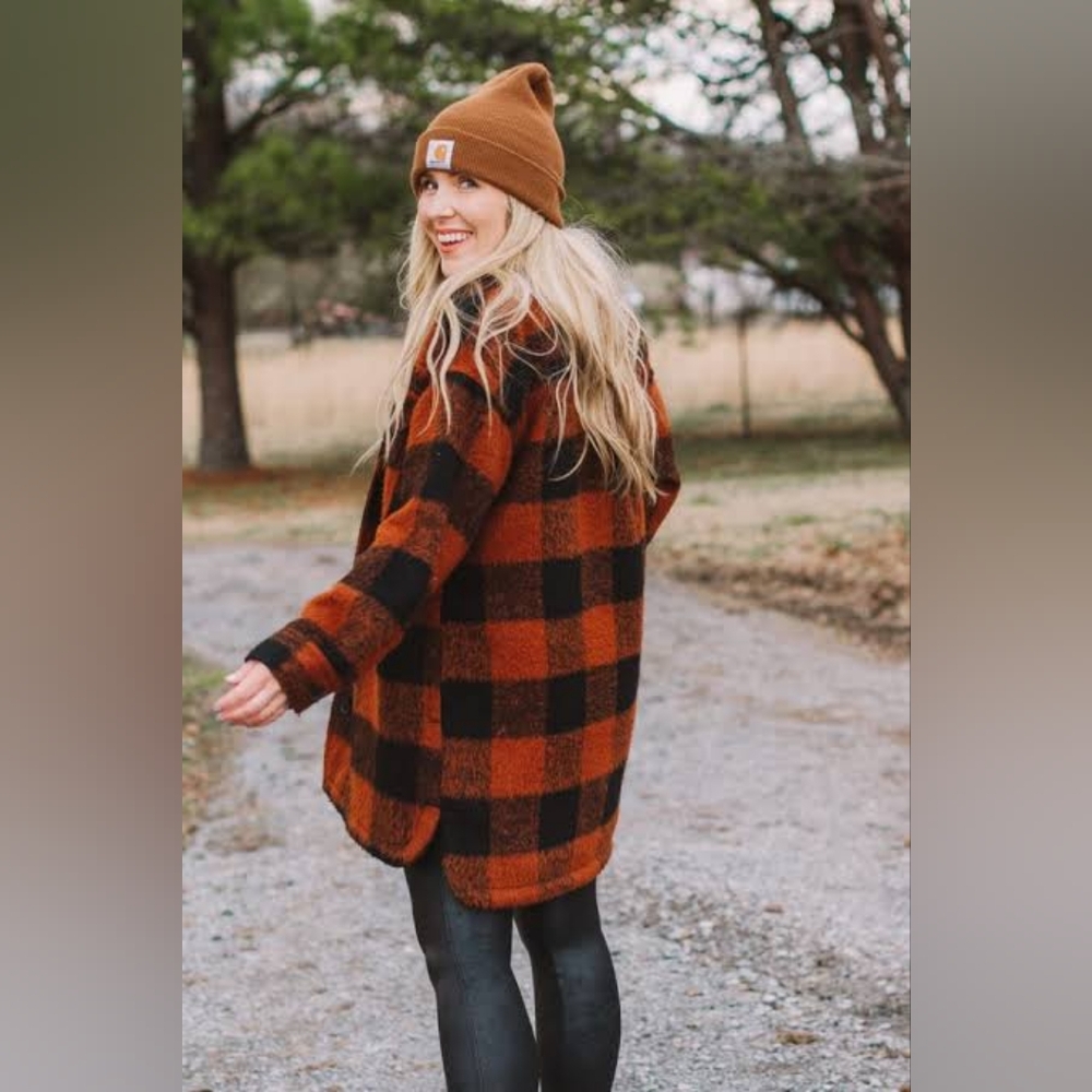 Old Navy Orange & Black checkered coat